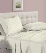 Luxury Ivory Bedsheet set with Pillowcase set | 300 Thread count | 100% Cotton - Image 2