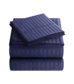 Luxury Navy Blue Bedsheet set with Pillowcase set | 300 Thread count | 100% Cotton - Image 3