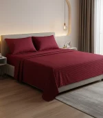 Luxury Burgundy Bedsheet set with Pillowcase set | 300 Thread count | 100% Cotton