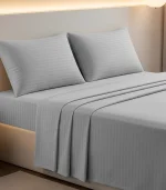 Luxury Light Gray Bedsheet set with Pillowcase set | 300 Thread count | 100% Cotton - Image 5