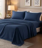 Luxury Navy Blue Bedsheet set with Pillowcase set | 300 Thread count | 100% Cotton